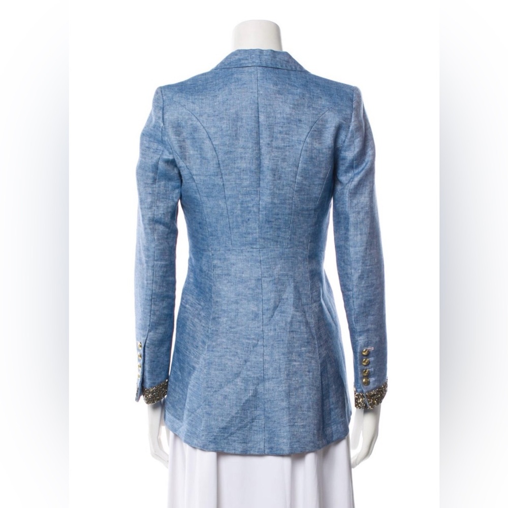 The Extreme Collection - Blue Linen Blazer with Embellished Cuffs - Women’s XS - Picture 3 of 5